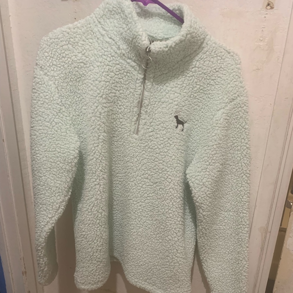 Light blue PINK Sherpa pullover jacket